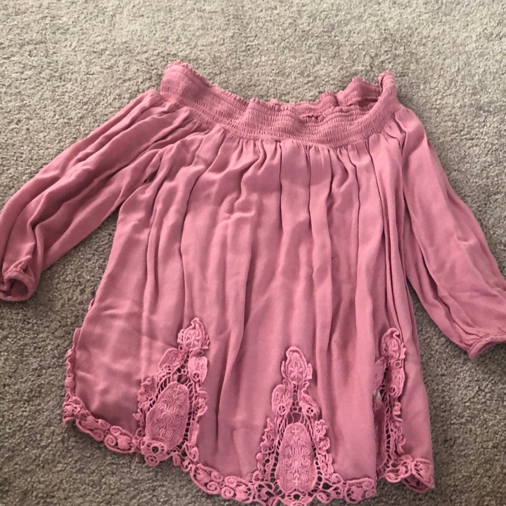 Off the shoulder lilac long sleeve shirt